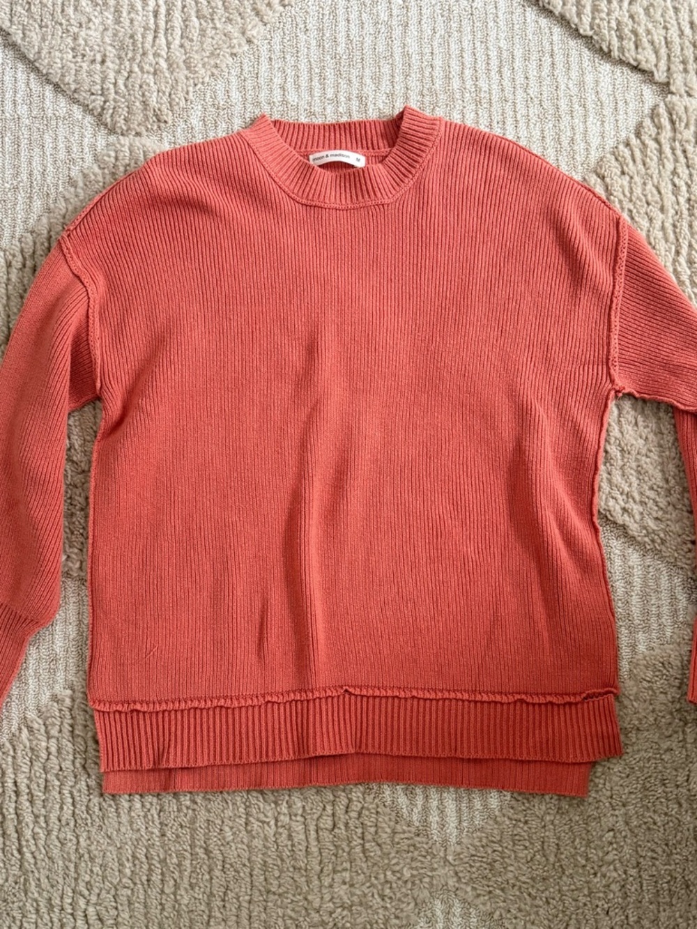 moon & madison Coral Crewneck Sweater